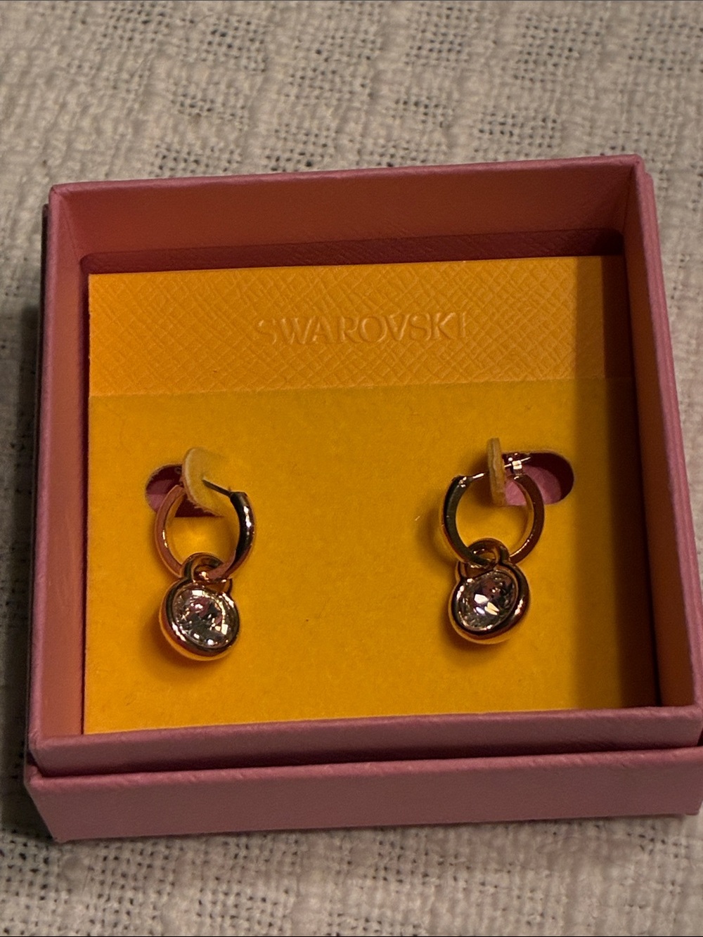 Swarovski Gold Hoop Earrings with Clear Crystal Drops